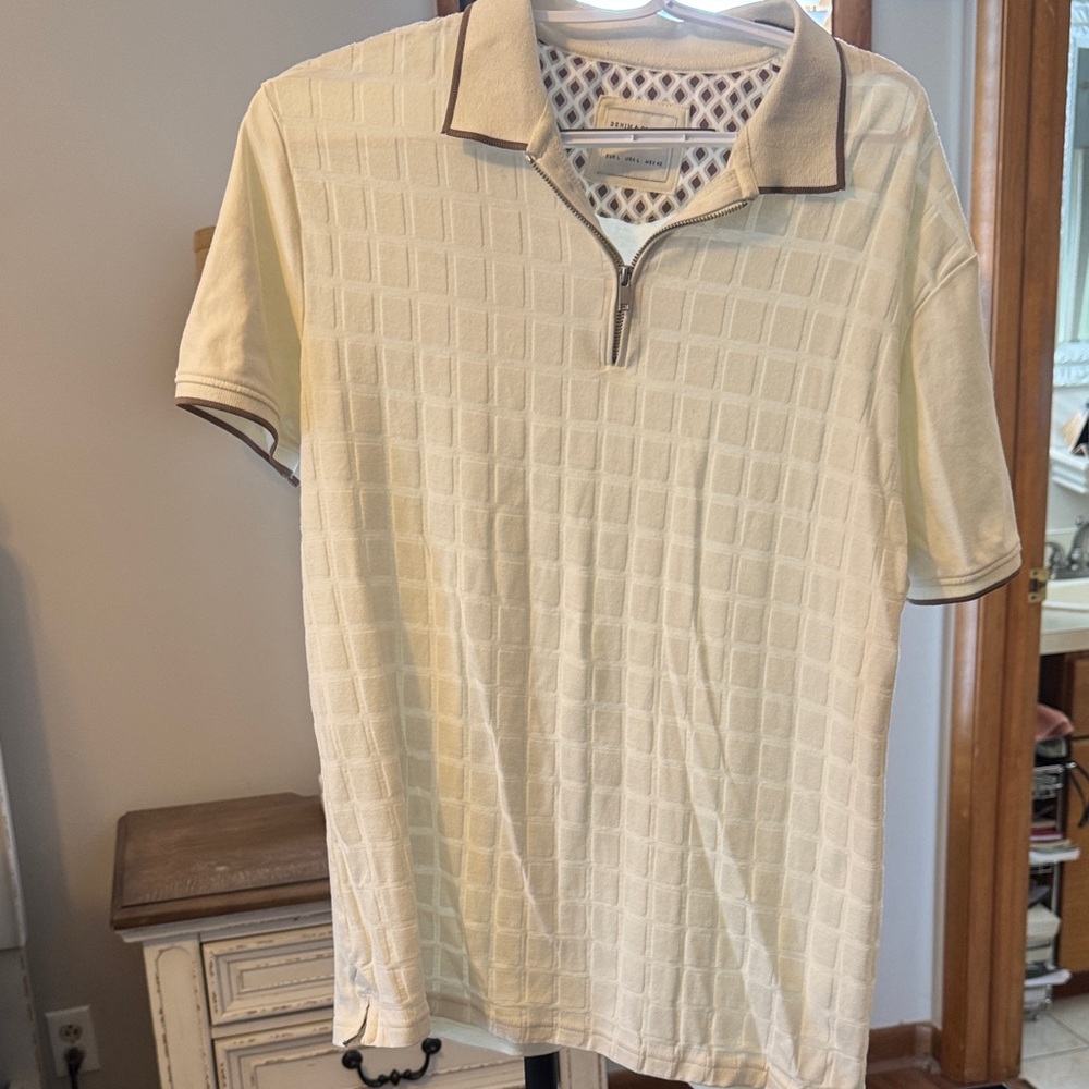 Denim & Flower Beige Polo with Dark Trim